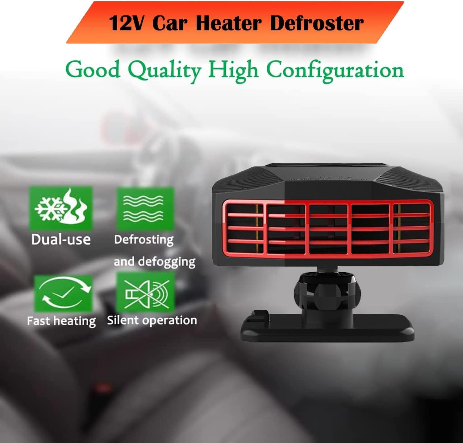 Автомобільний обігрівач з вентилятором 12 В, що підключається до прикурювача