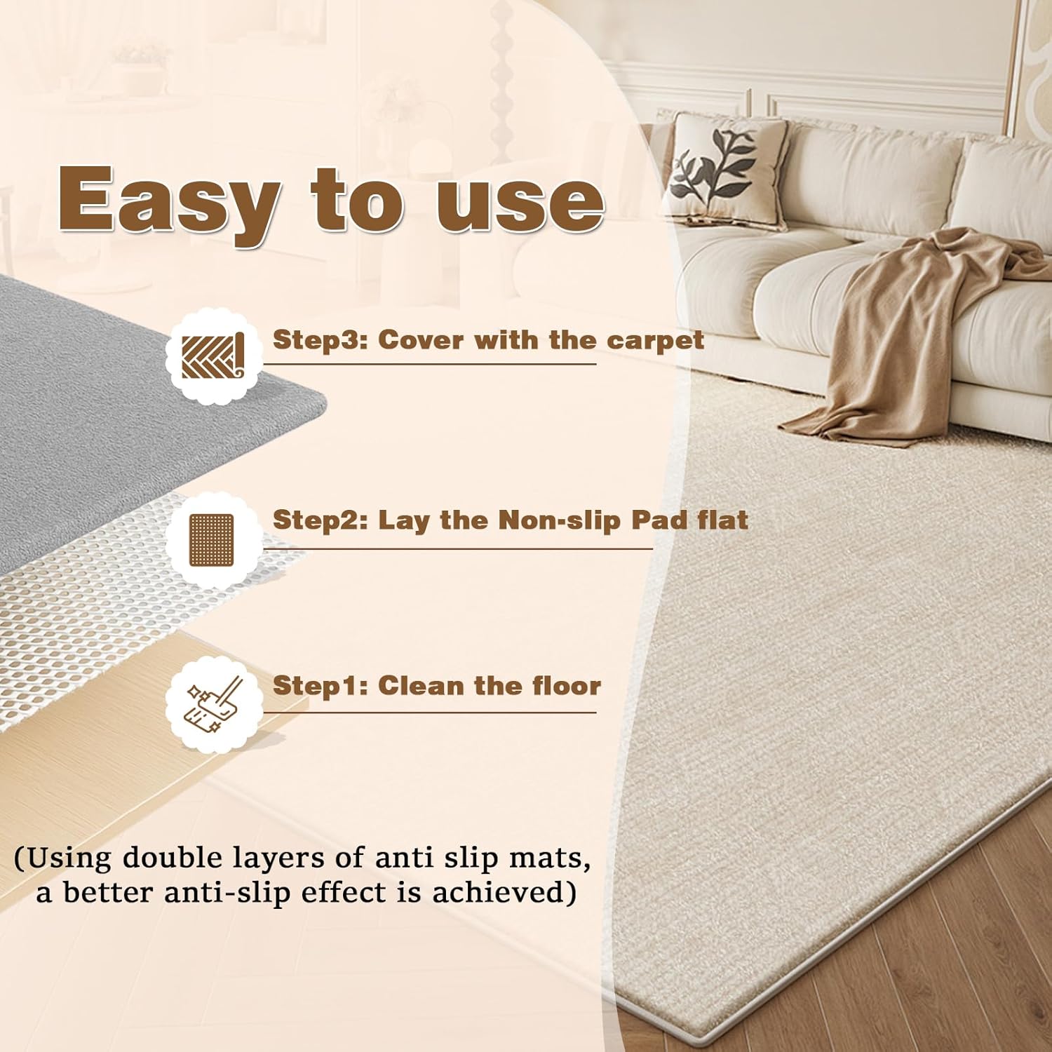 Протиковзка підкладка для килима LUSEE 80x150 см