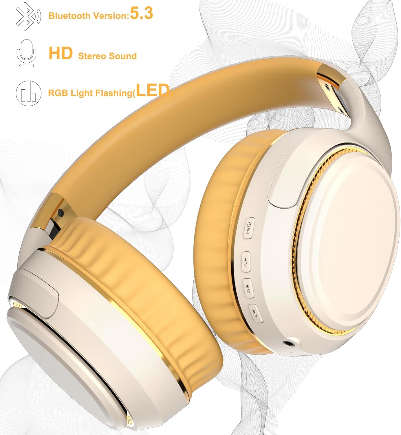 Накладні Bluetooth-навушники ESoundvol LED